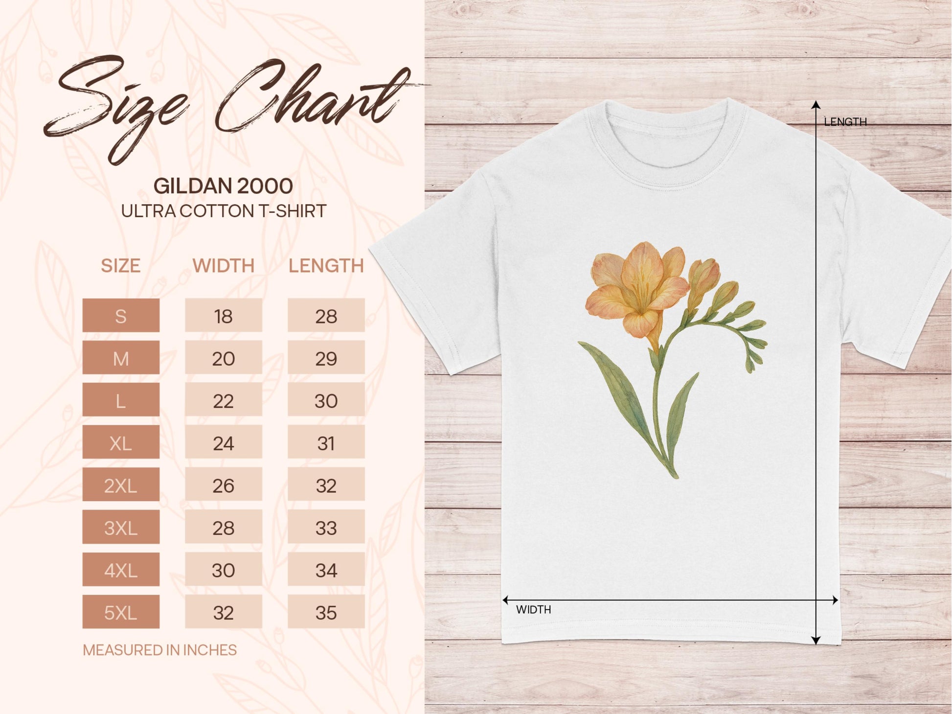 Floral Illustration Design Gildan 2000 T-shirt product type