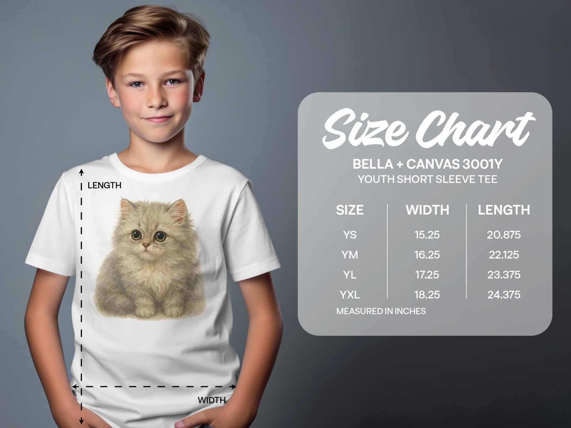 Youth Short Sleeve Tee with Adorable Cat Print product