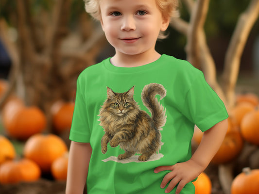 Cute Cat Design on Green Toddler Top product type