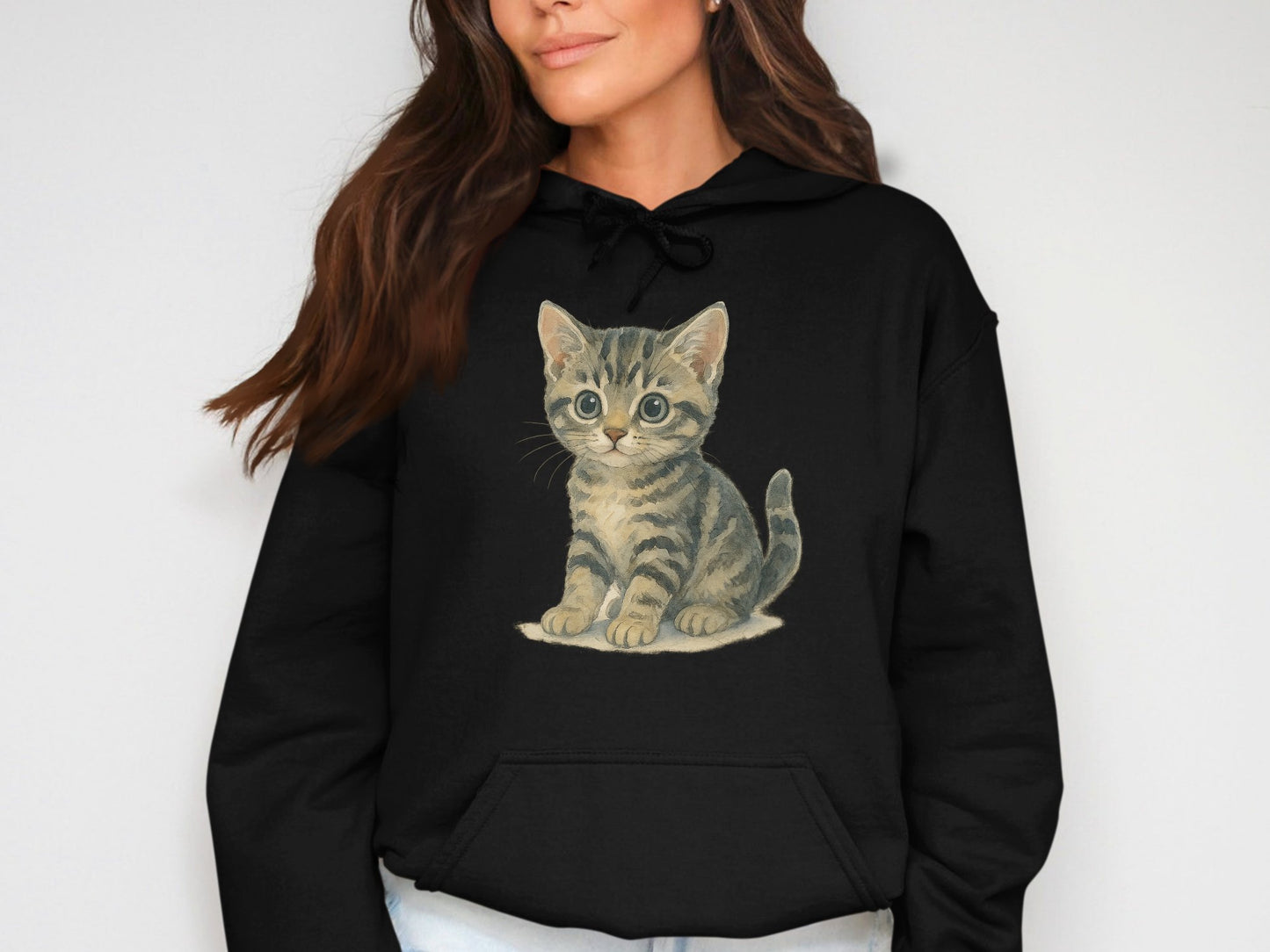 Adorable Kitten Design Black Hoodie product