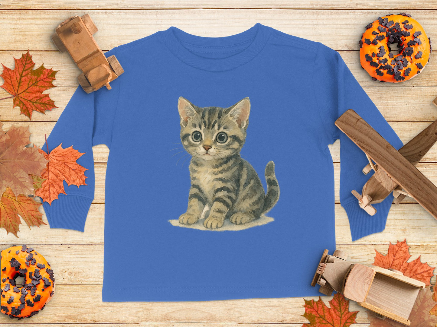 Cute Kitten Print Long Sleeve Shirt Kids Apparel Product Type