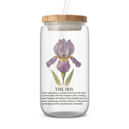 Glass Jar with Wooden Lid and Iris Print product
