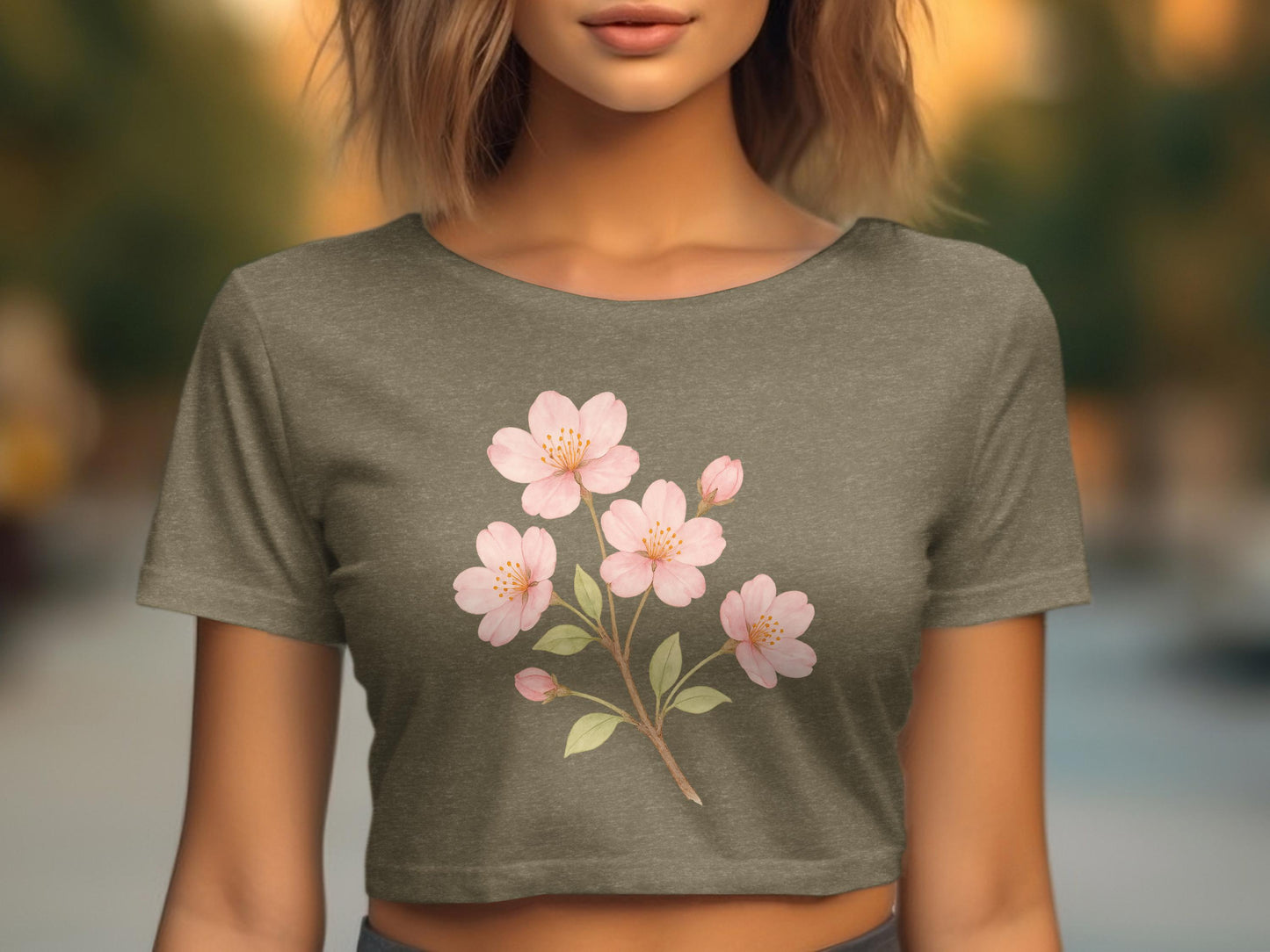 Flower Blossom Graphic Tee Crop Top Shirt Product