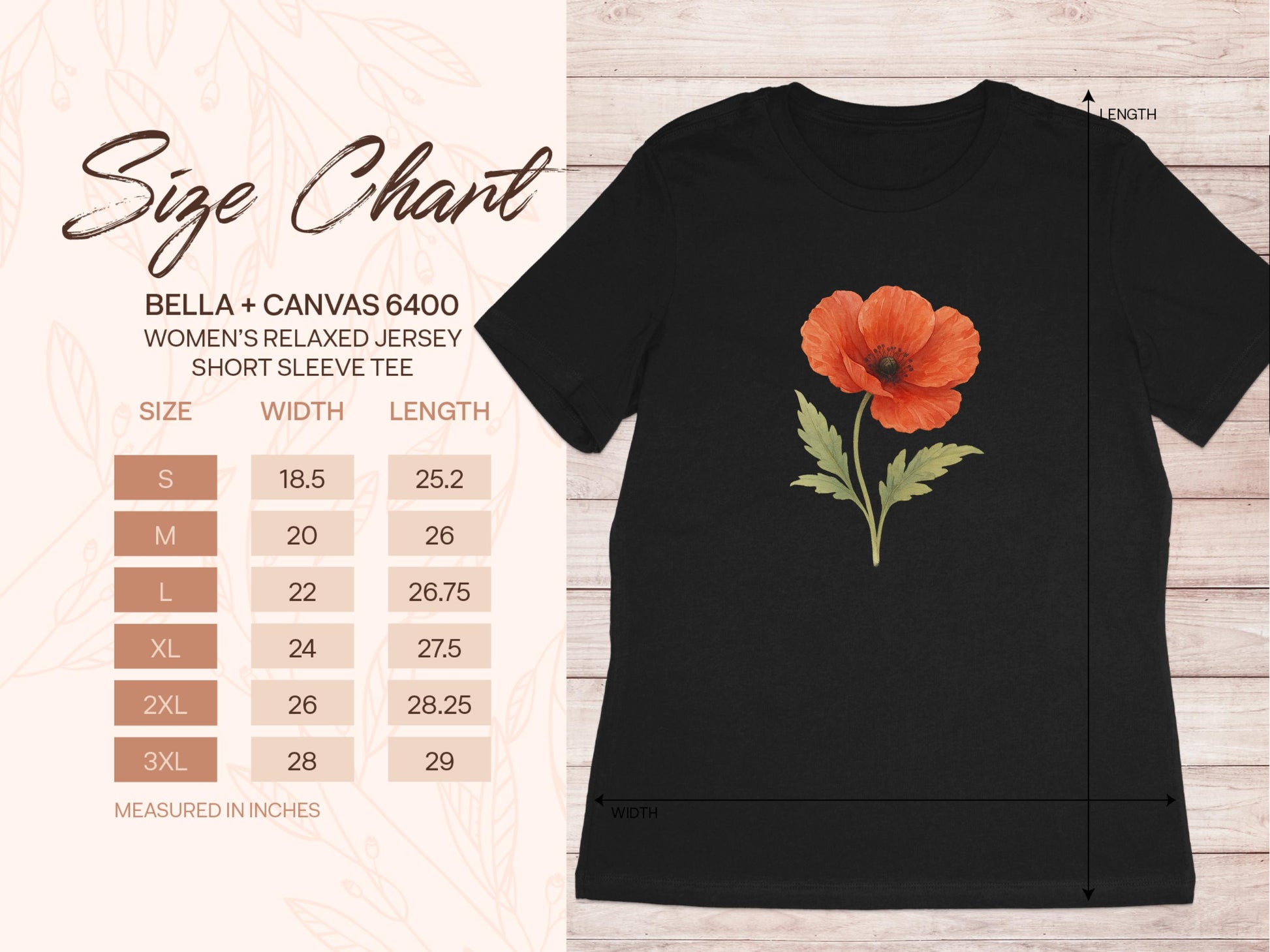 Women's Short Sleeve Tee With Red Flower Design product type
