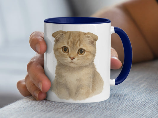 Cute Kitten Artwork Blue Handle Coffee Mug product