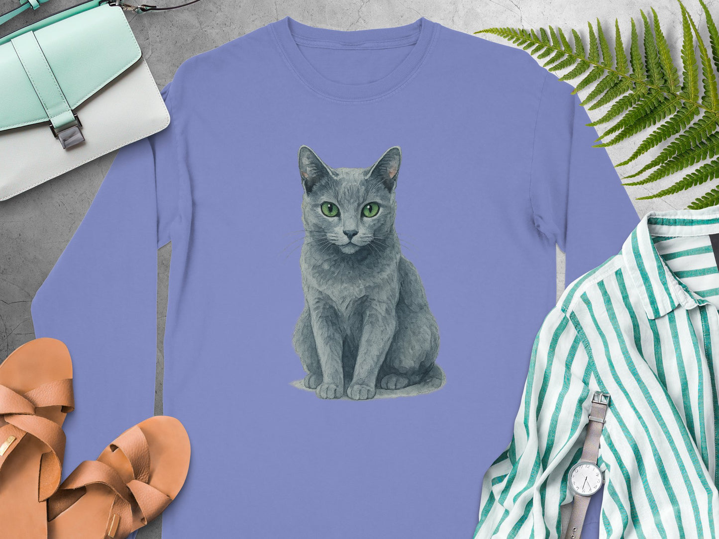 Cute Gray Cat Design Long Sleeve Shirt product