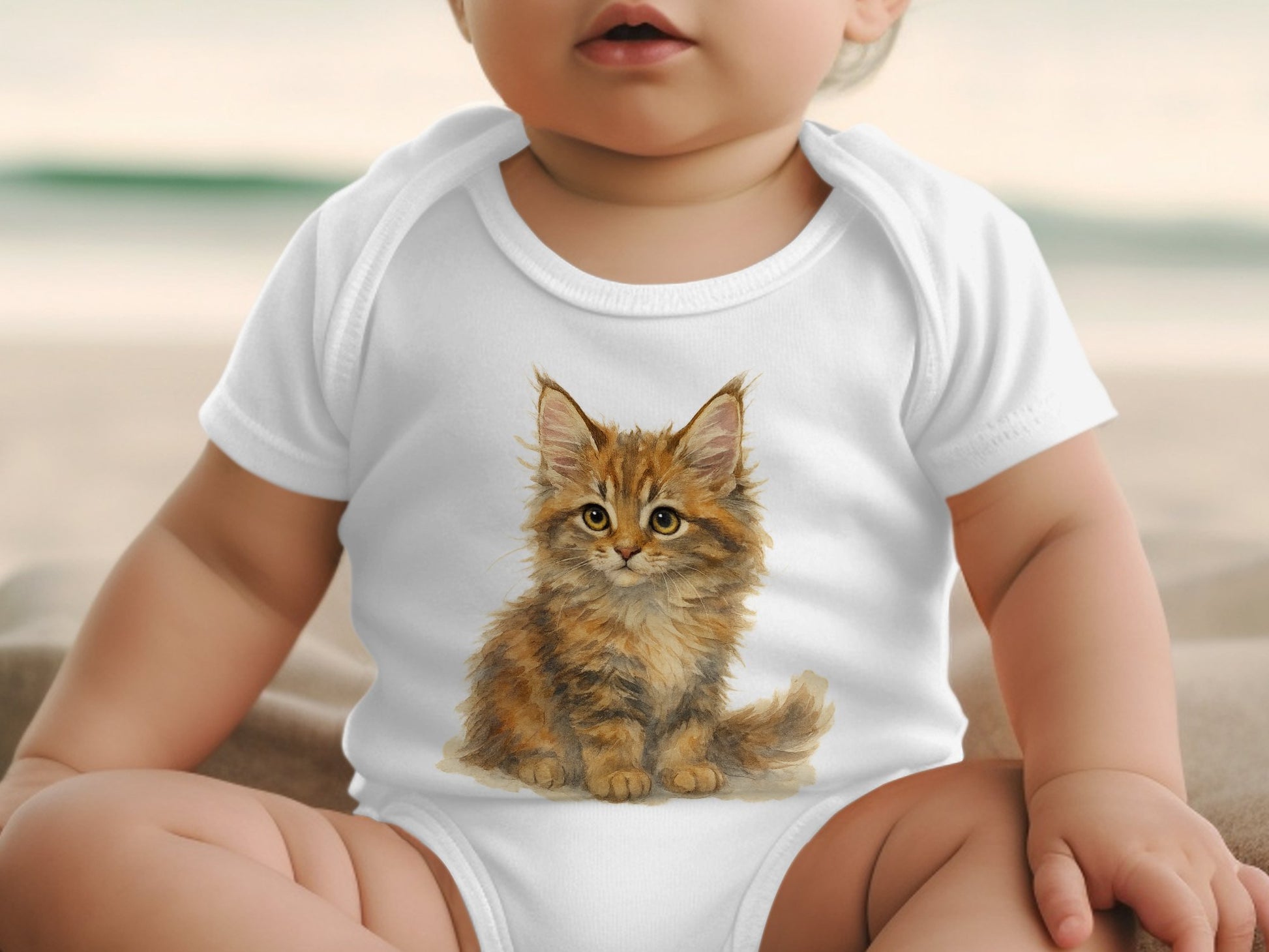 Adorable Baby Onesie with Cute Kitten Print product type