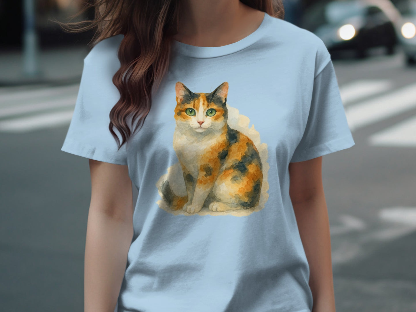 Adorable Calico Cat Illustration on Casual Shirt product