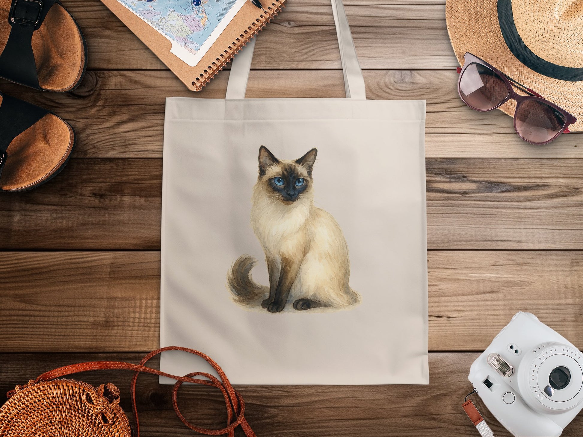 Siamese Cat Print Tote Bag For Everyday Use product