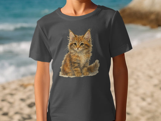 Adorable Cat Print on Casual Tee Shirt product