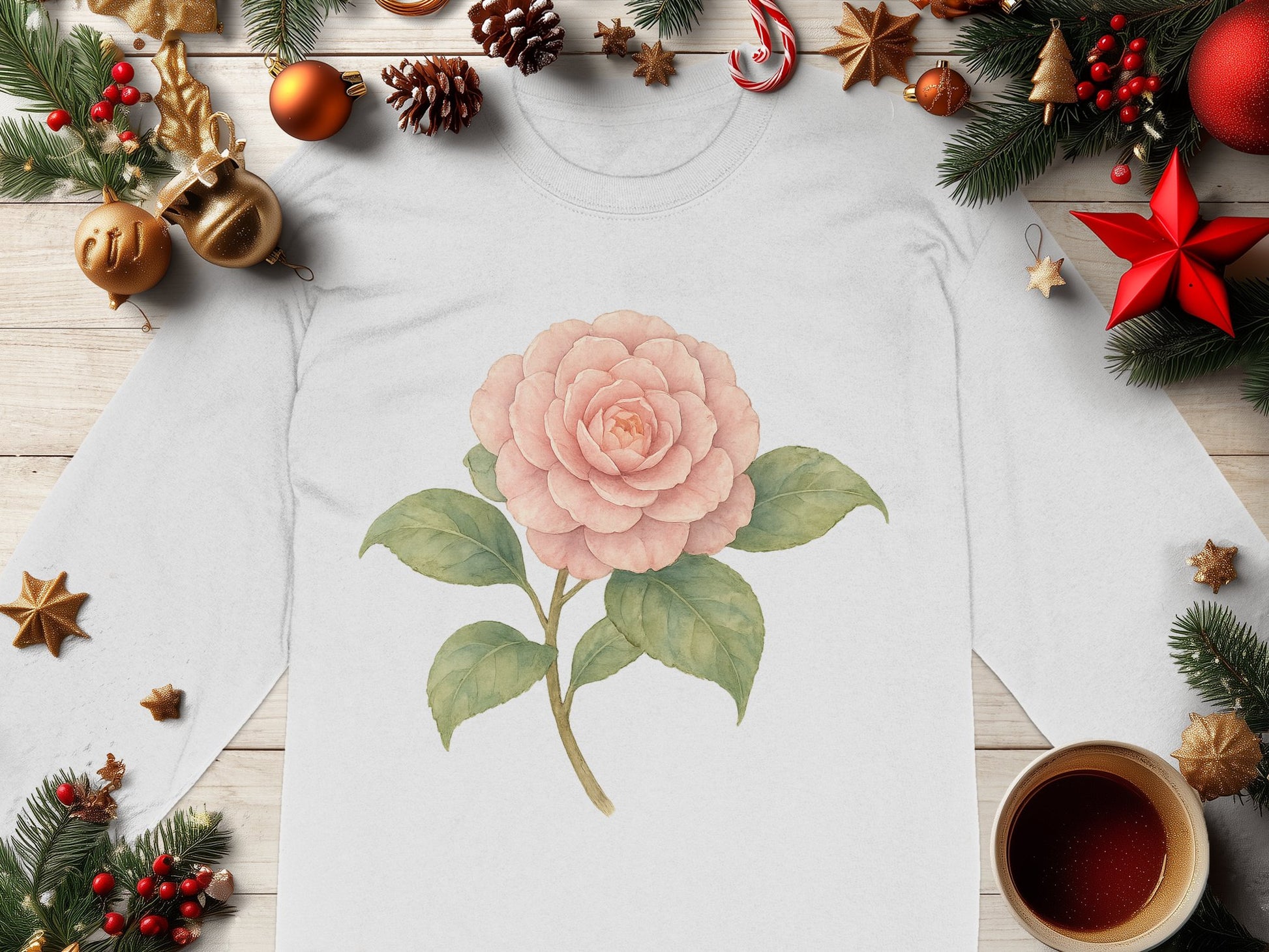 Festive Holiday Flower Long Sleeve Shirt product type