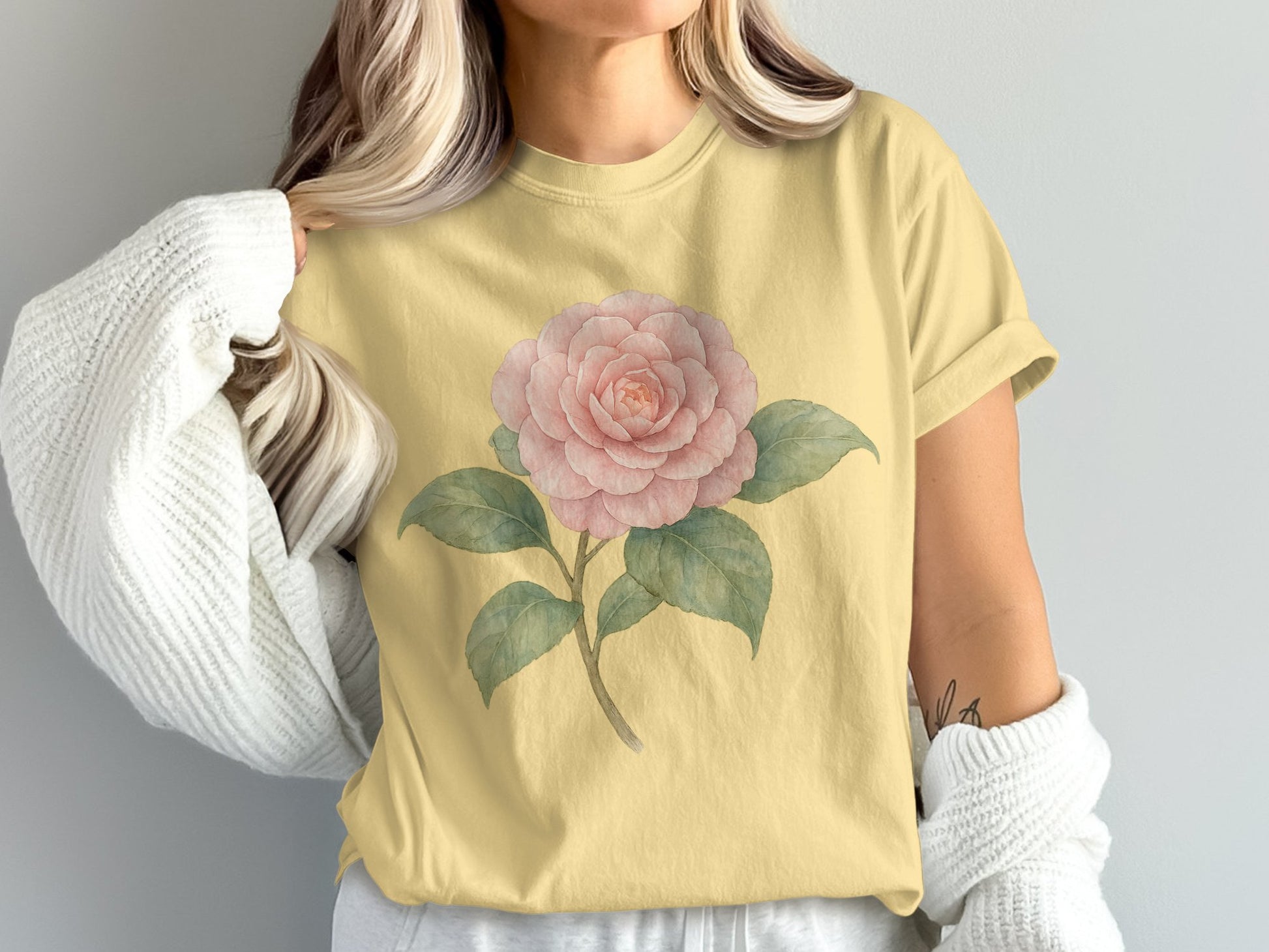 Elegant Pink Rose Graphic T-Shirt Apparel product type