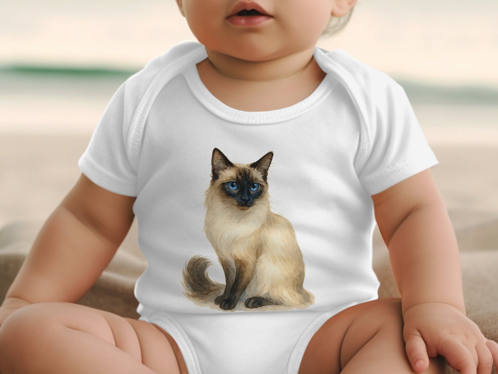 Adorable Baby Onesie with Cute Cat Design product type