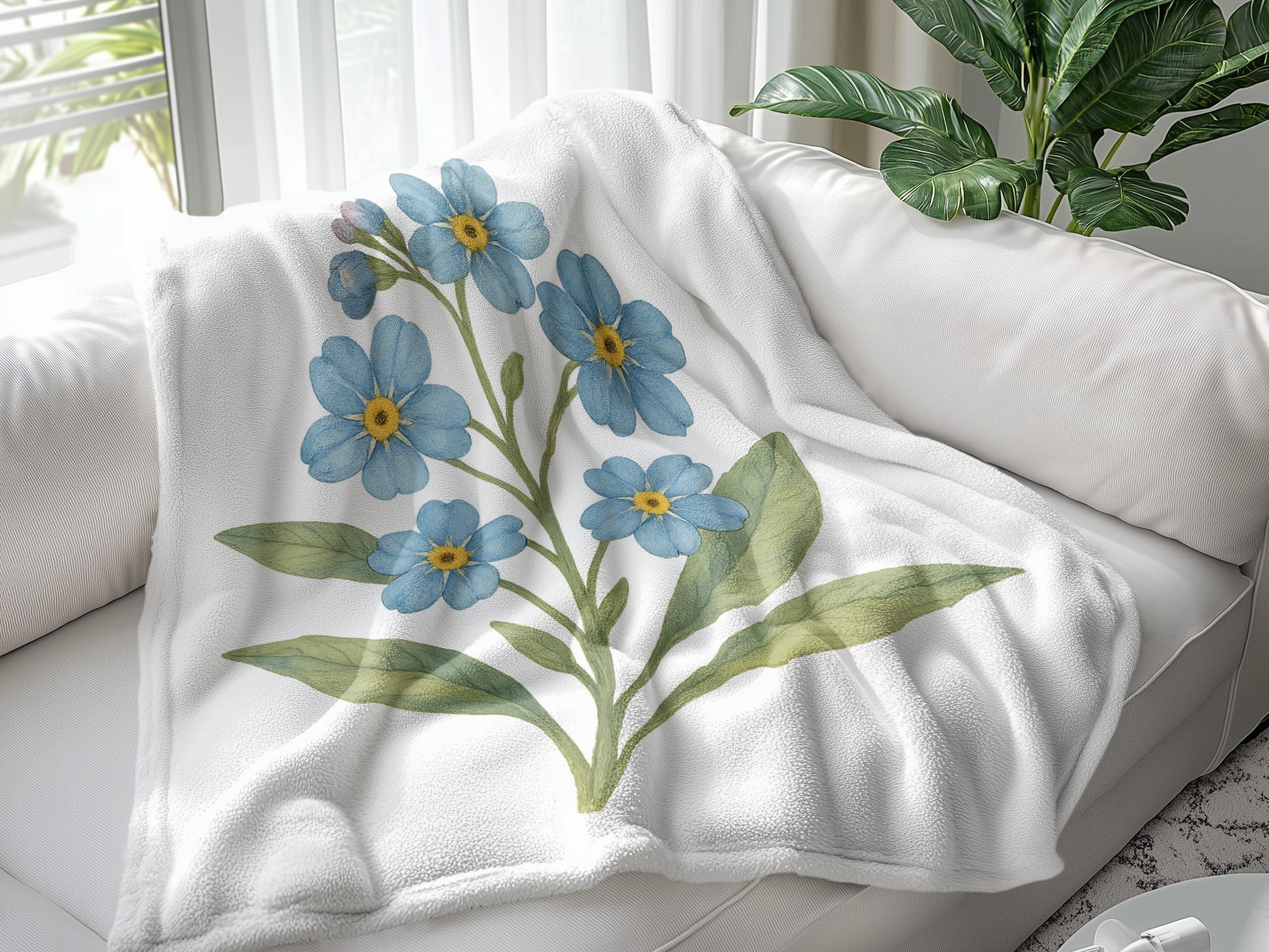 Blue and Green Floral Design Cozy Blanket product