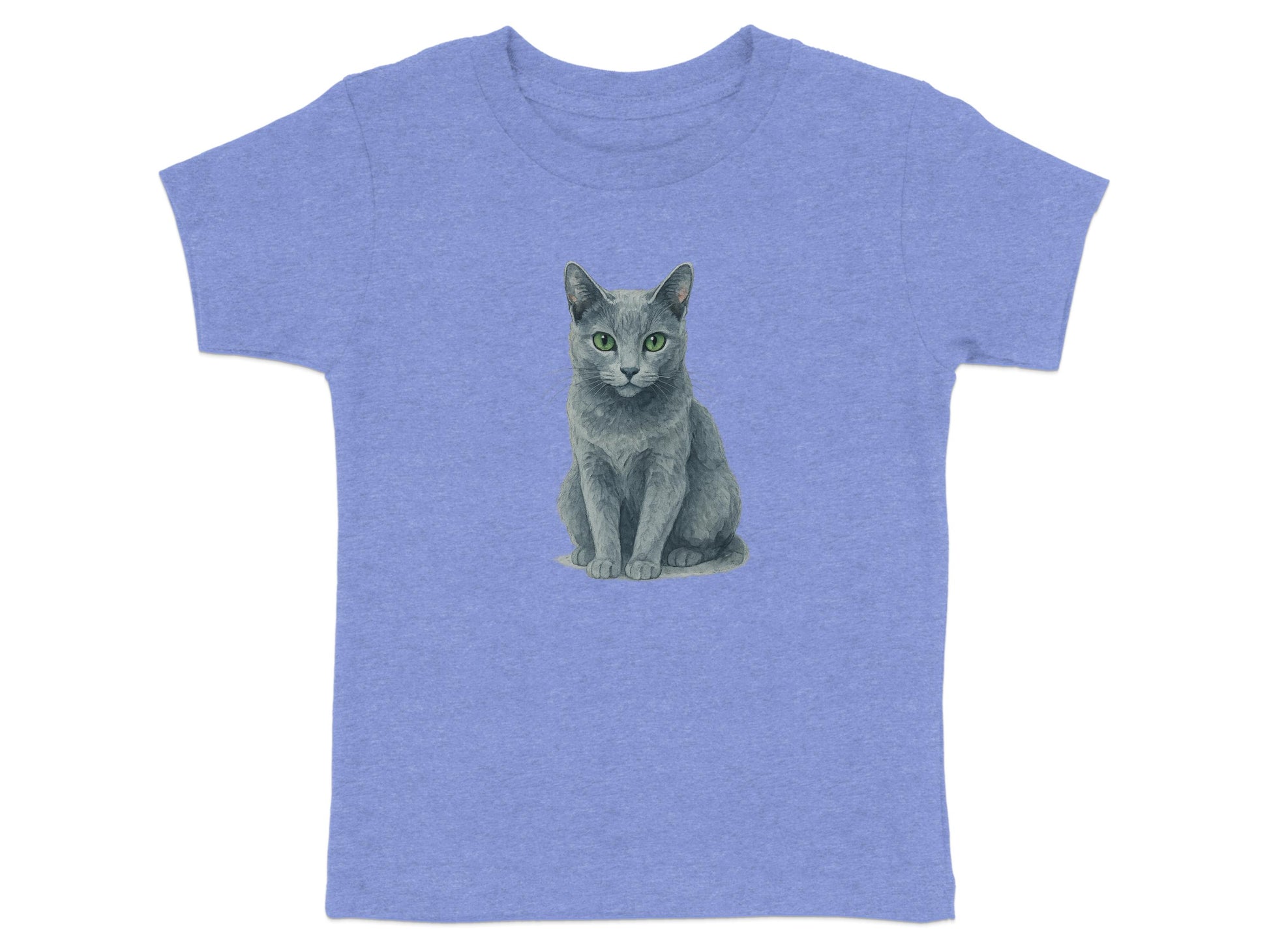 Blue Shirt with Adorable Sitting Cat Print product