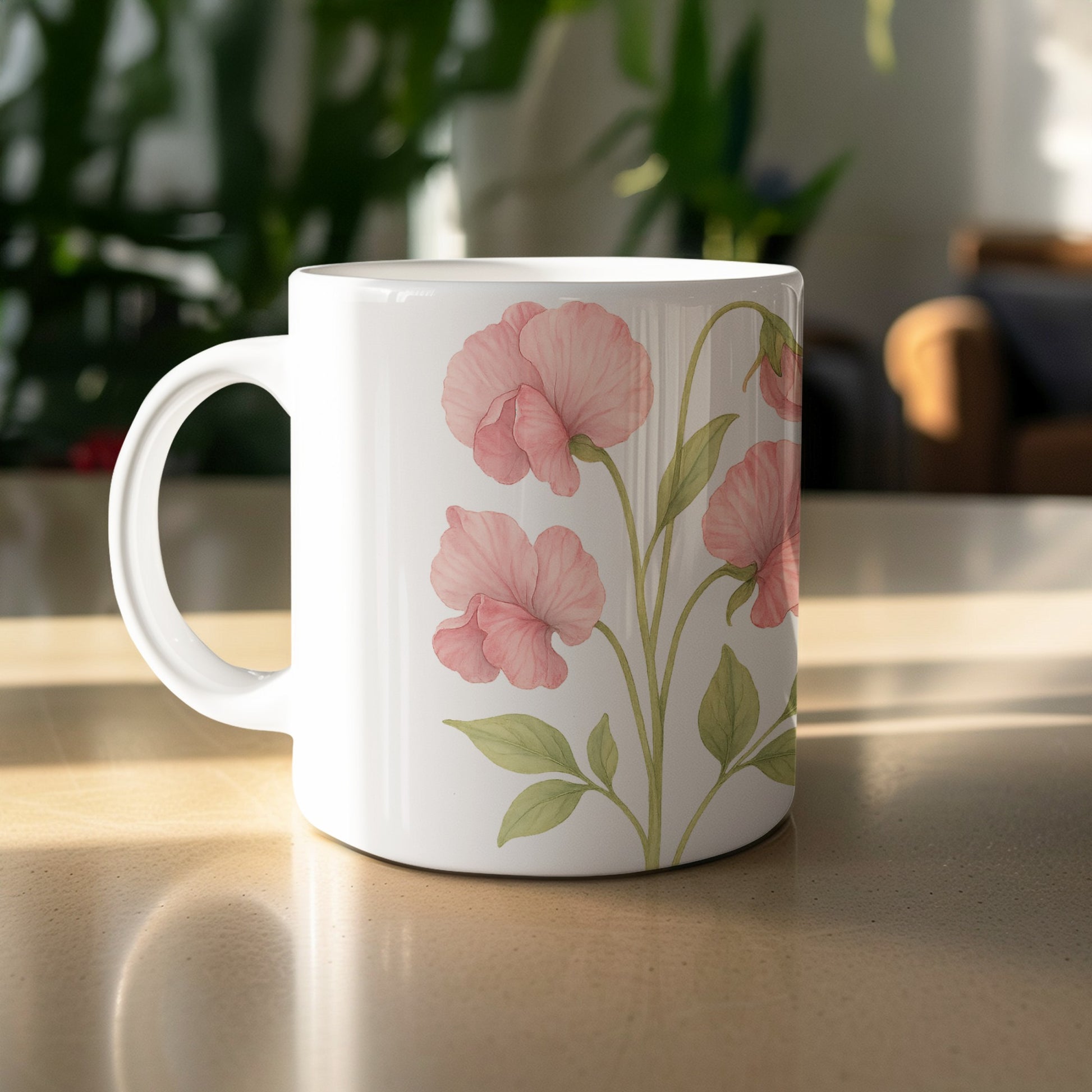 Floral Pattern White Ceramic Coffee Mug product