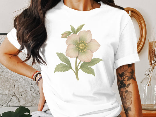 Delicate Flower Print Design White Graphic Tee product type