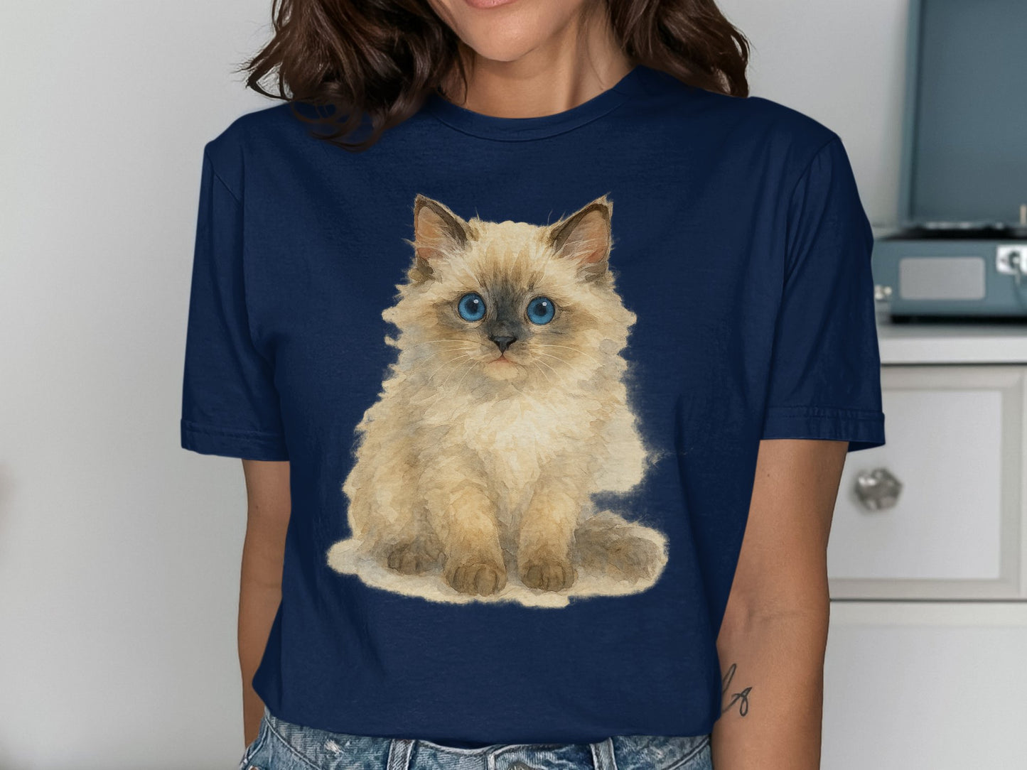 Adorable Fluffy Kitten Graphic on T-shirt Product