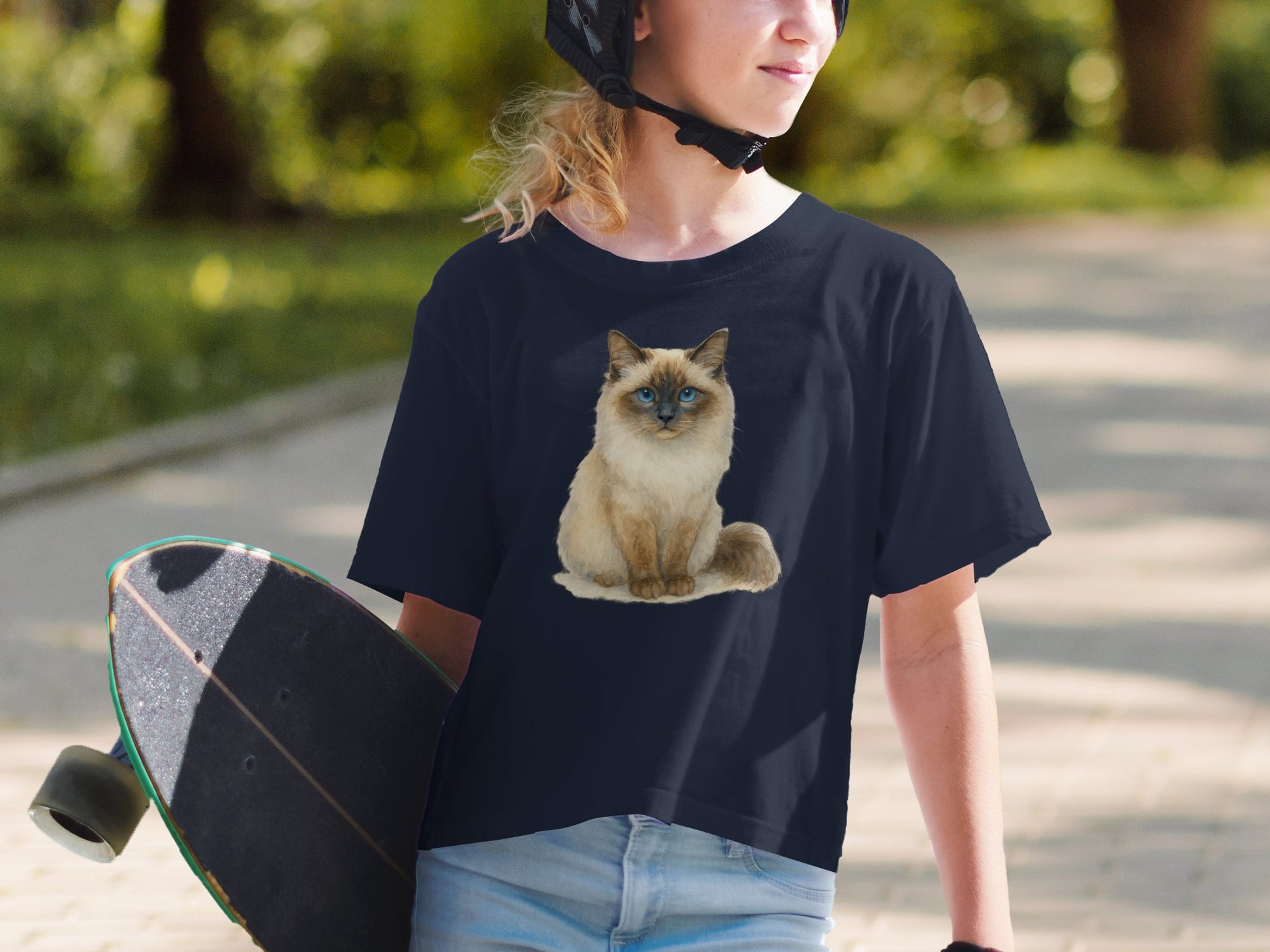 Cute Cat Illustration on Kids Black T-shirt product type