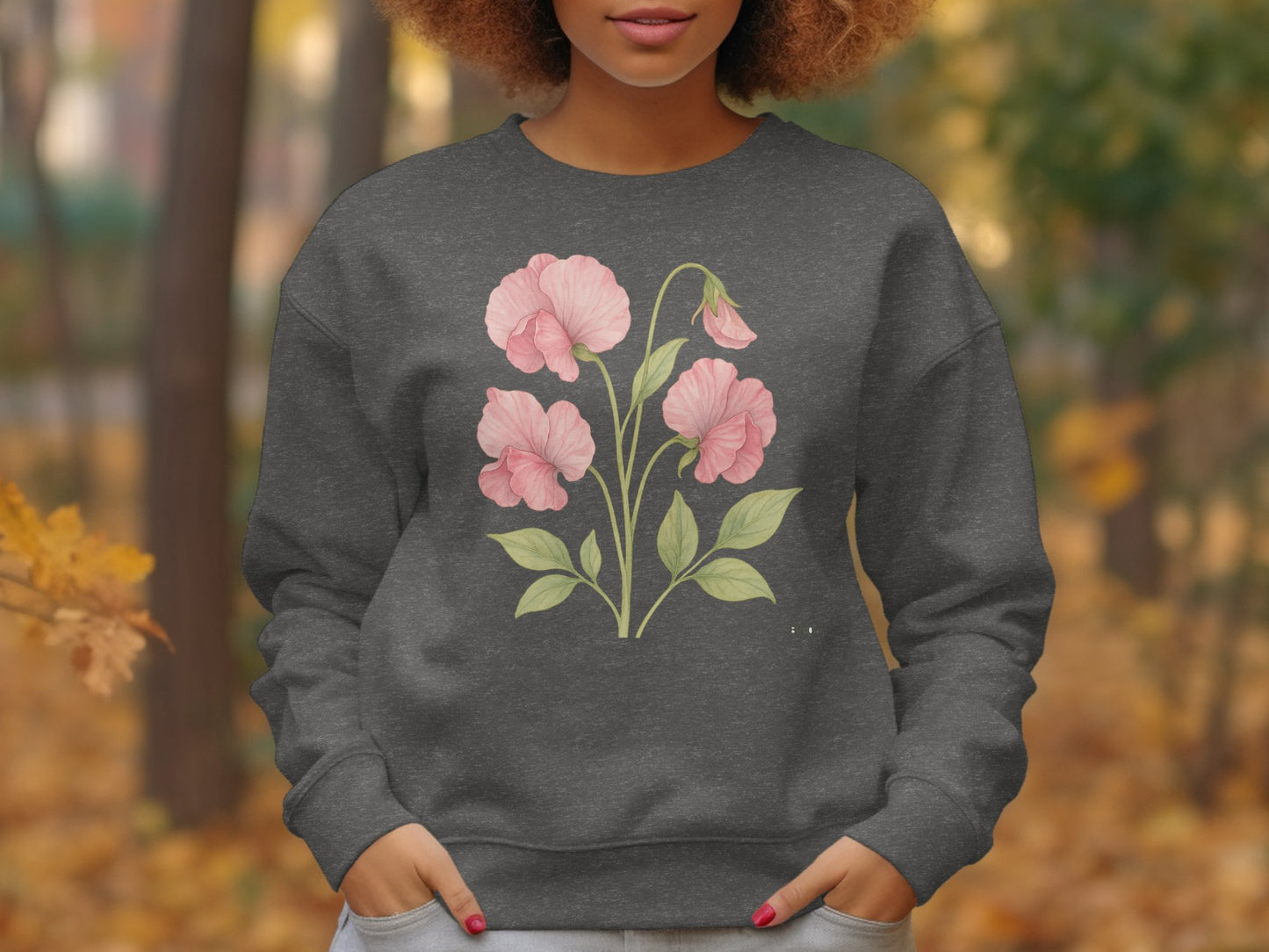 Beautiful Pink Flower Design Grey Sweatshirt product type