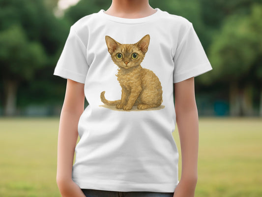 Cute Curly-Haired Kitten Printed T-Shirt product