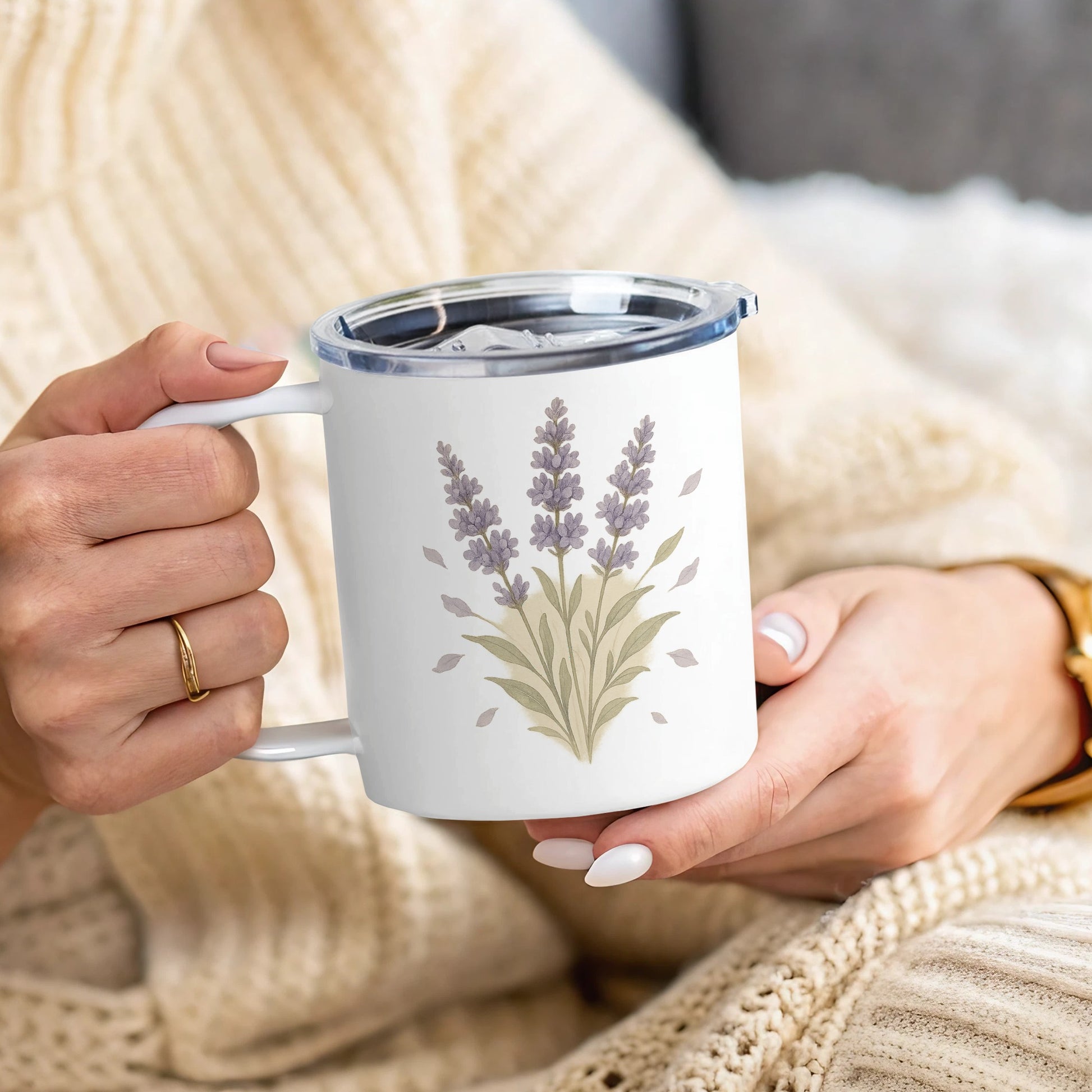 Lavender Floral Design Insulated Mug product