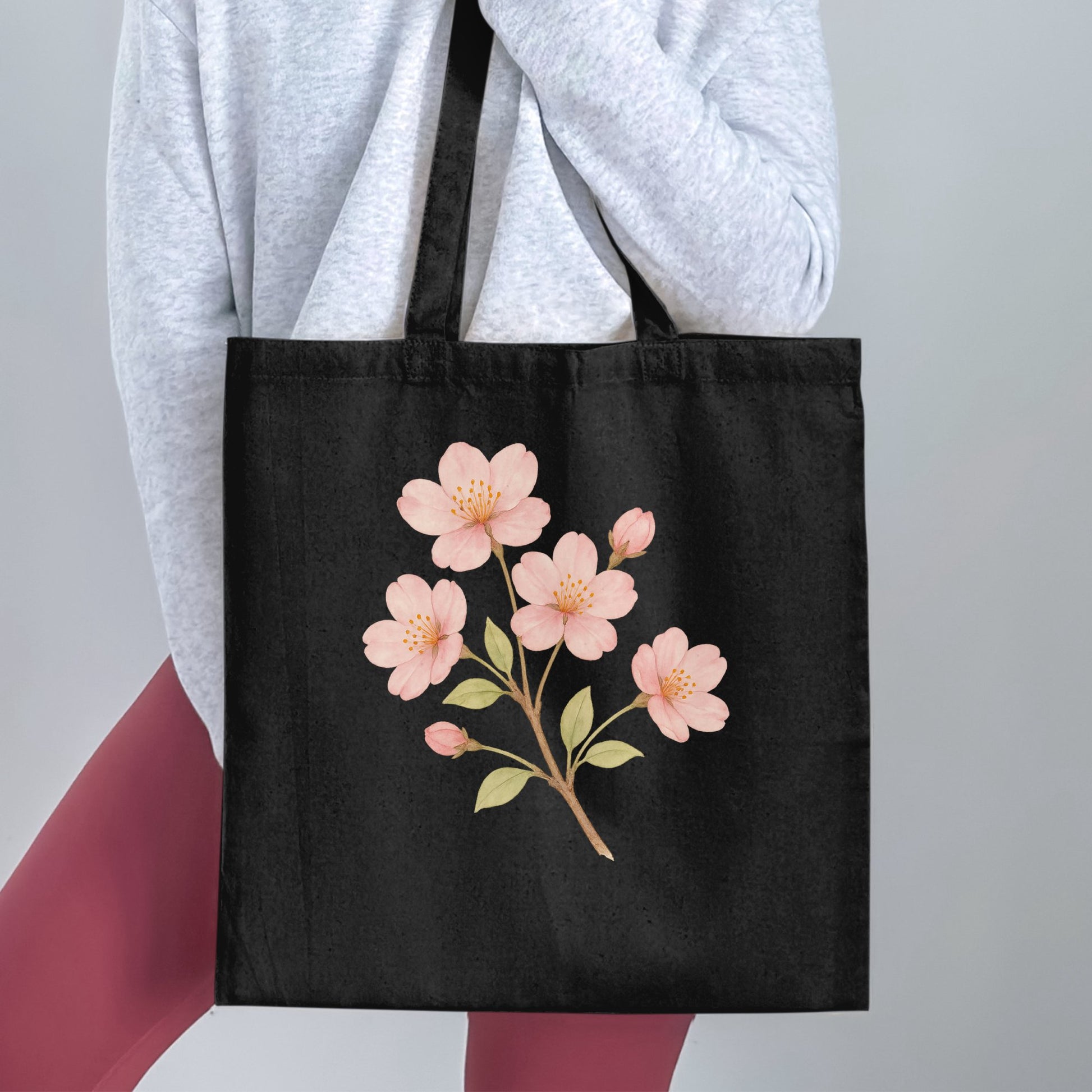 Floral Print Black Tote Bag Stylish Bag product type