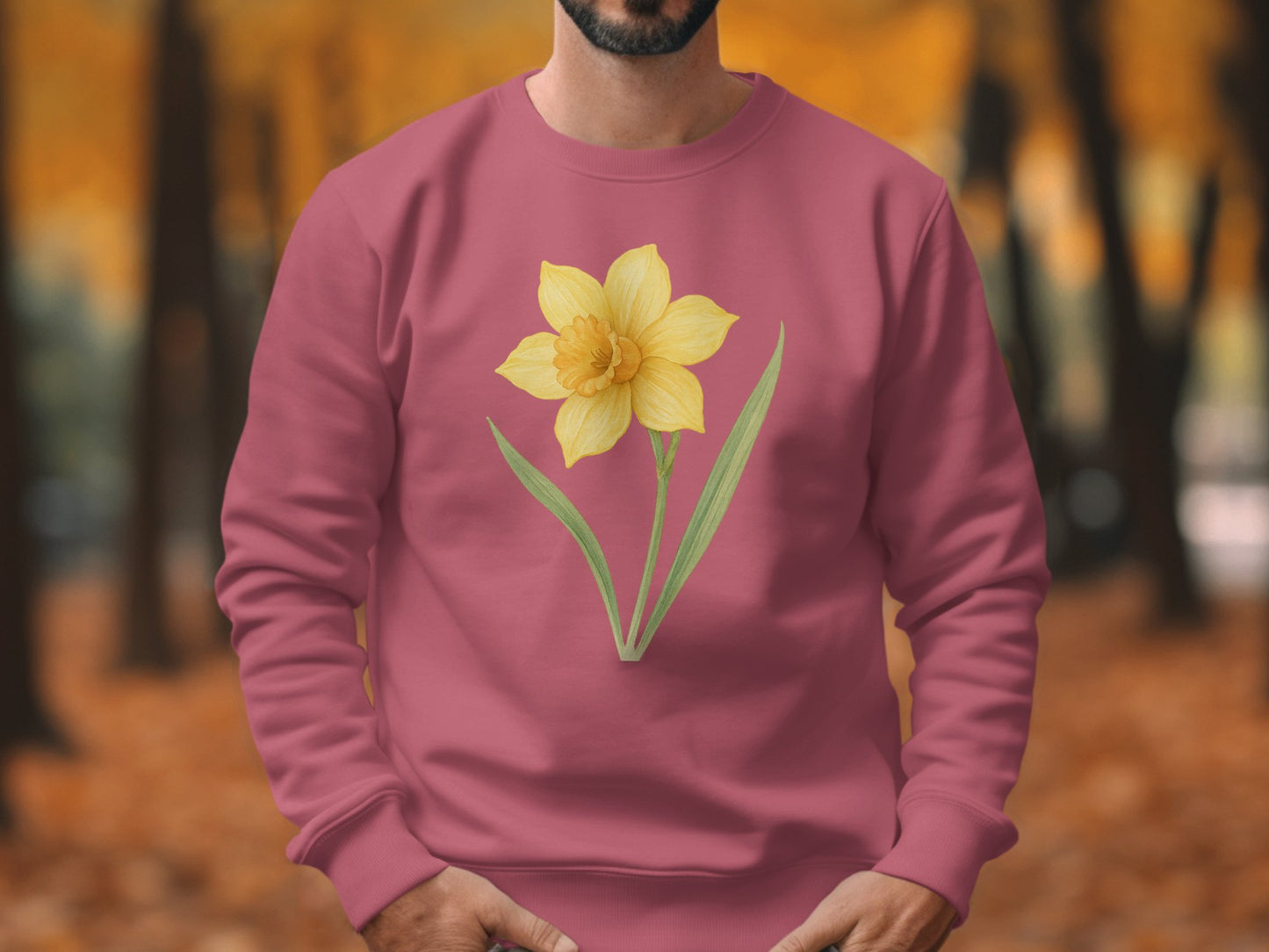 Yellow Daffodil Graphic on Pink Sweatshirt product