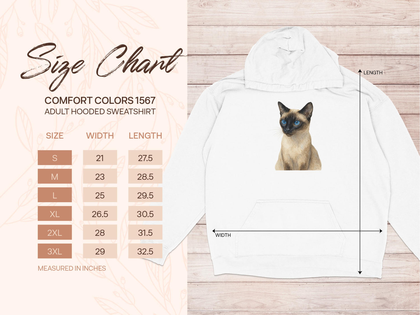 Adult Hooded Sweatshirt with Siamese Cat Design product type