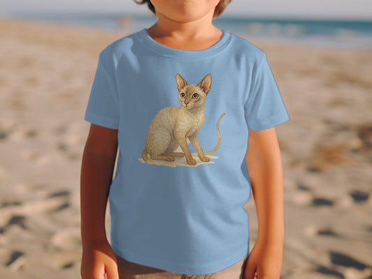Adorable Cat Graphic Print Light Blue T-Shirt product