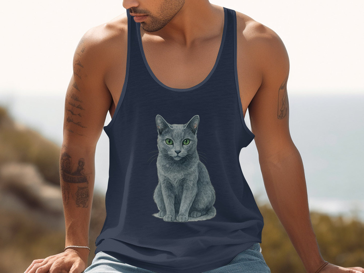 Cool Graphic Tank Top Featuring Cat Design product type