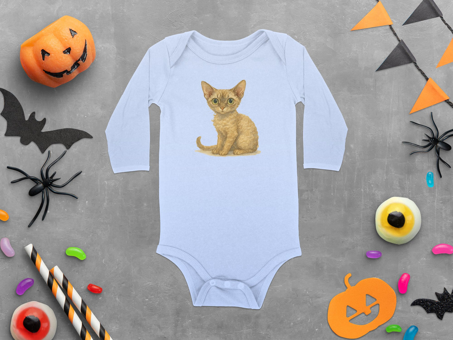 Cute Kitten Design Light Blue Baby Onesie product