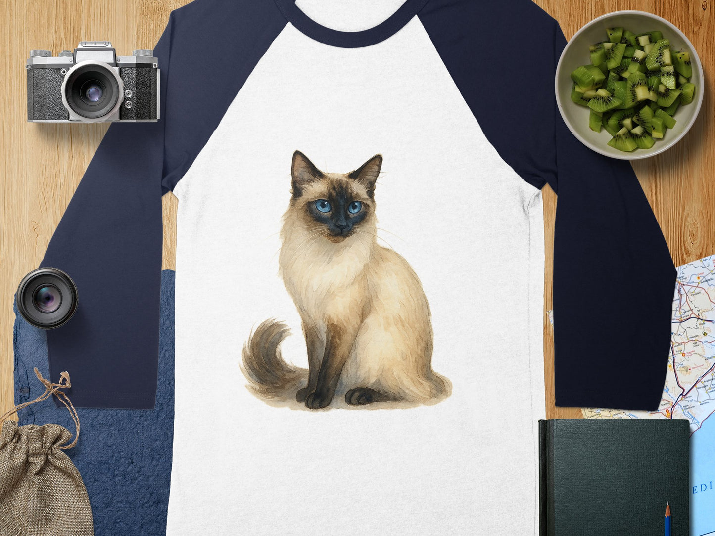 Adorable Cat Print with Blue Eyes Shirt product