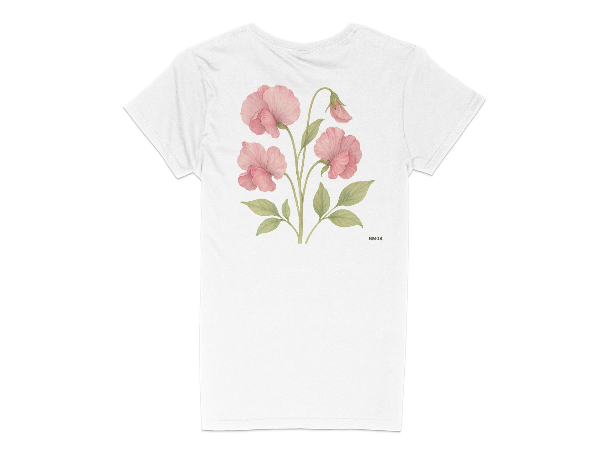 White T-Shirt with Vintage Floral Design product type
