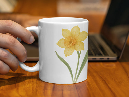 Beautiful Yellow Flower Design White Coffee Mug product