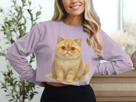 Cute Orange Cat Long Sleeve Crop Top product type