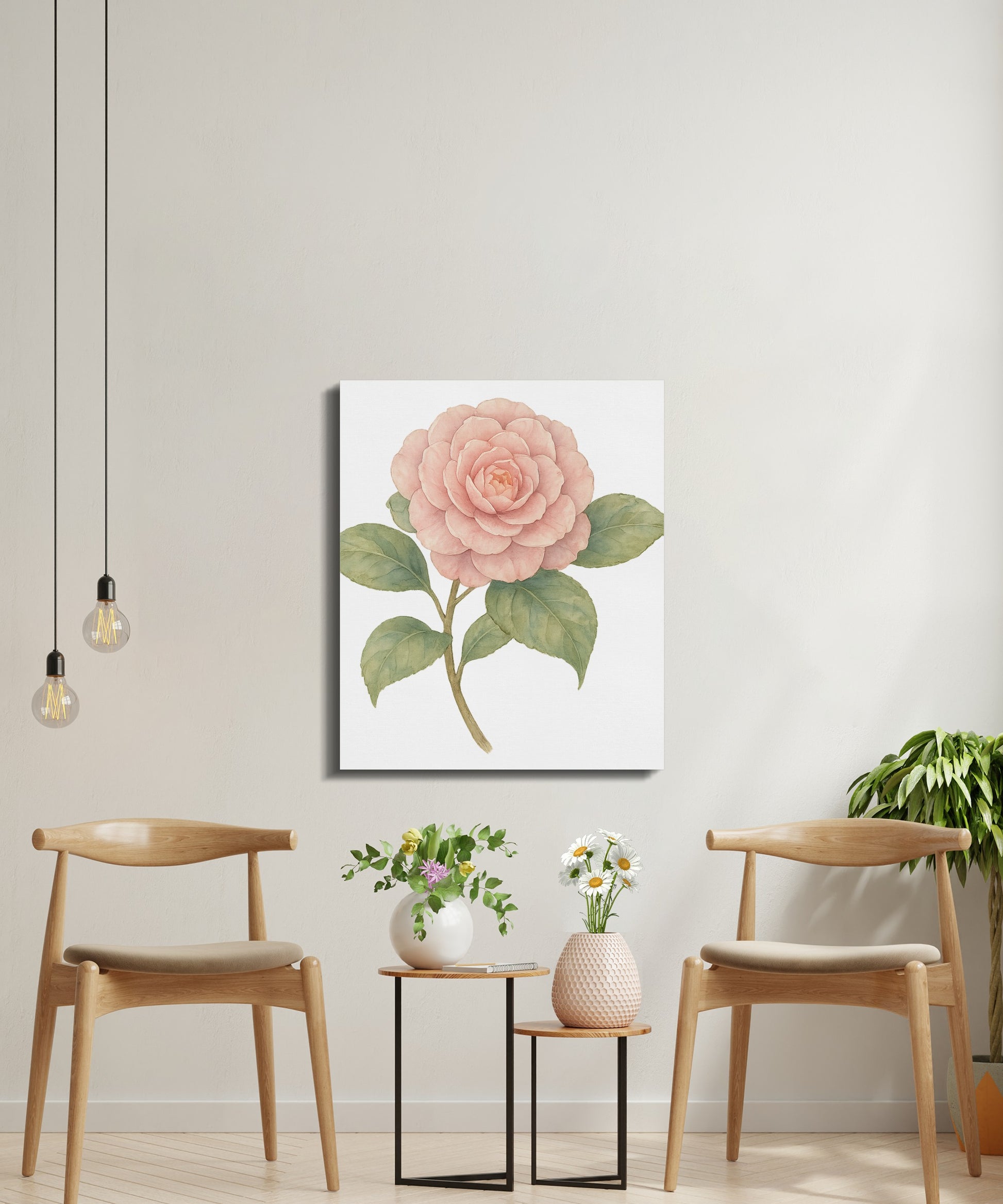 Elegant Floral Artwork with Pink Flower on Canvas product