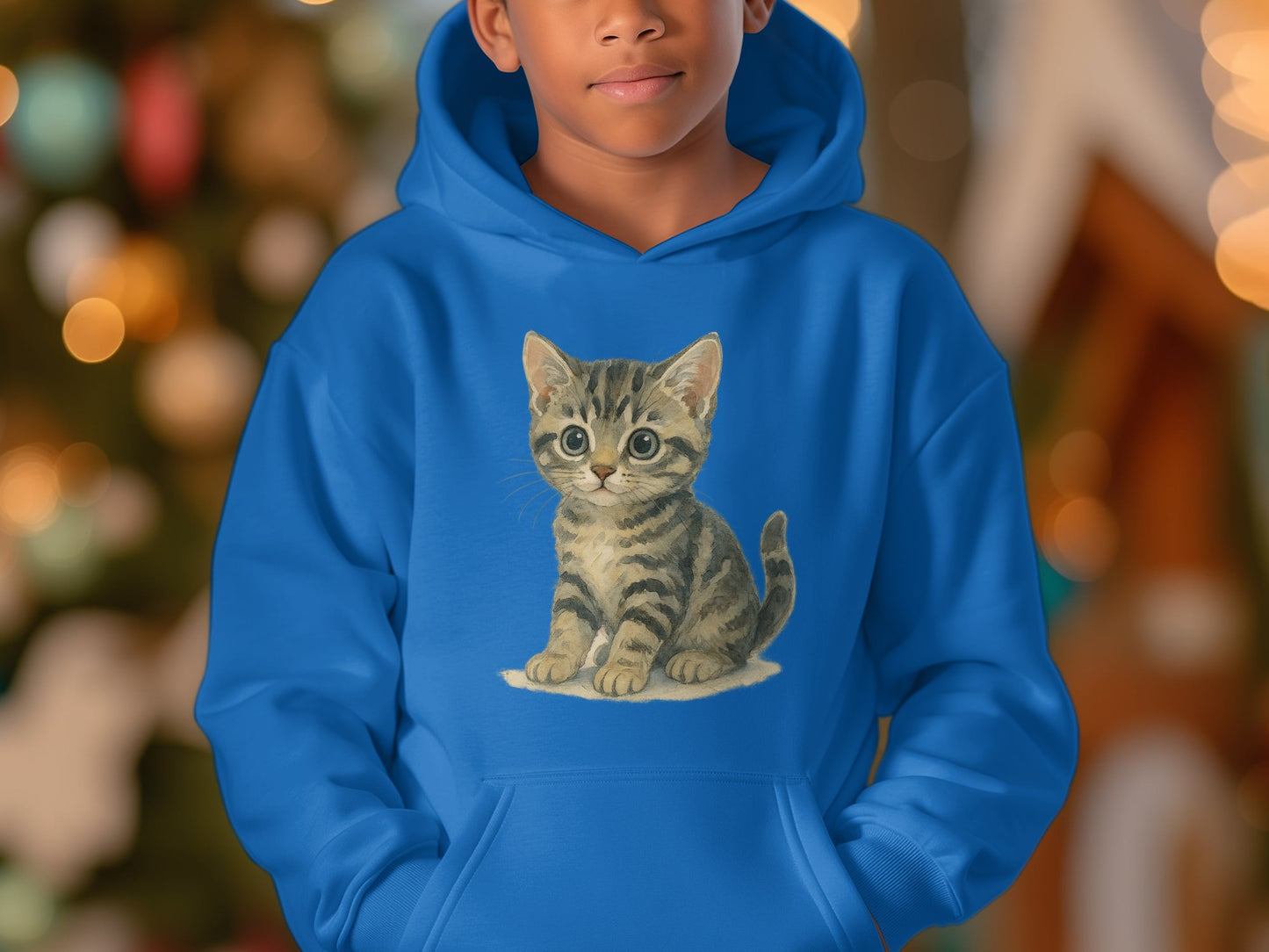 Blue Hoodie with Adorable Kitten Design product type