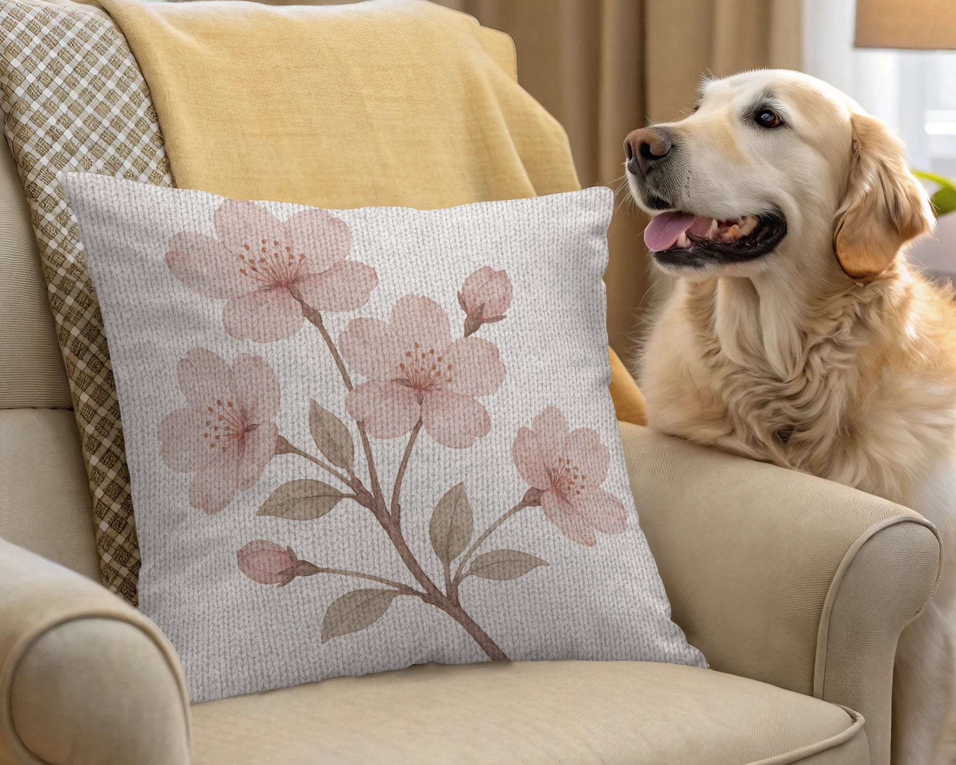 Cherry Blossom Print Decorative Cushion product