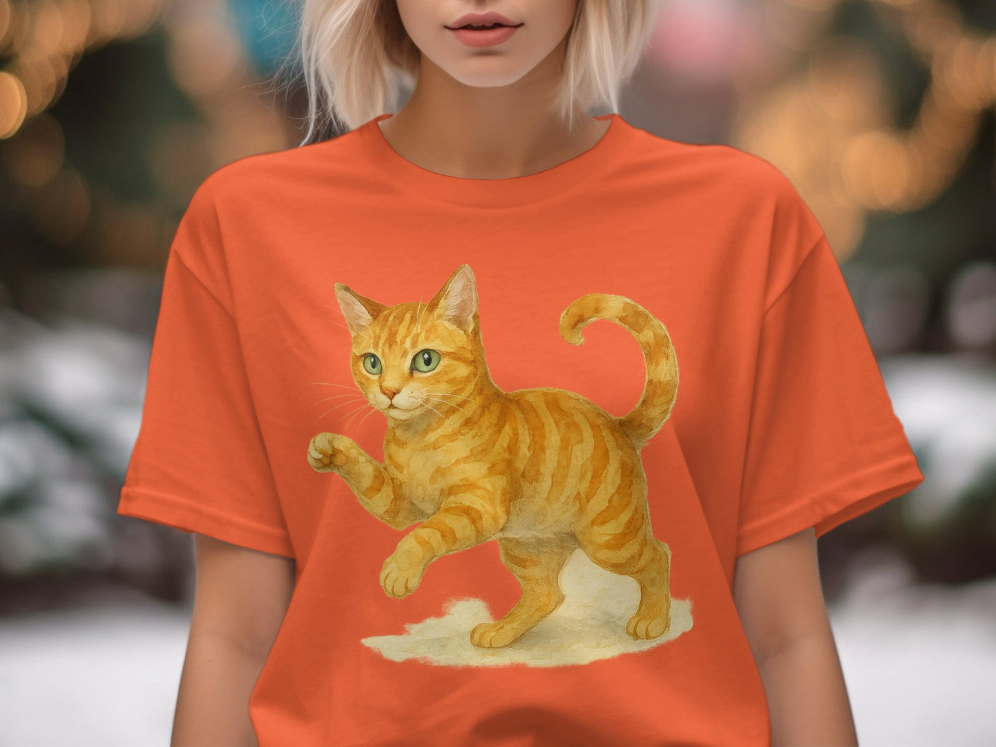 Orange T-shirt with Adorable Cat Design product type