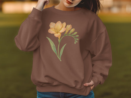 Floral Illustration Oversized Dark Brown Sweatshirt product