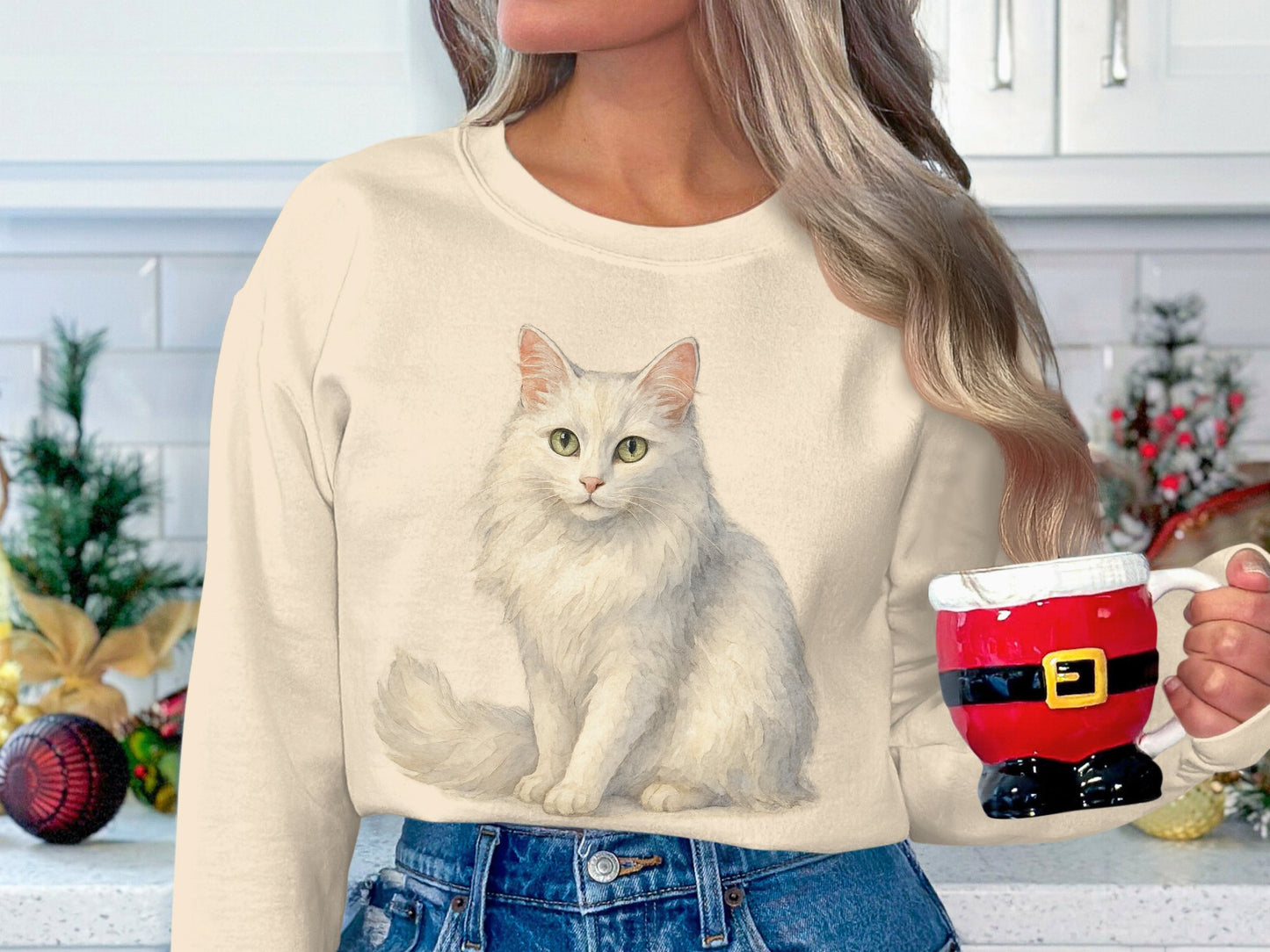 White Cat Design Long Sleeve Sweatshirt product type