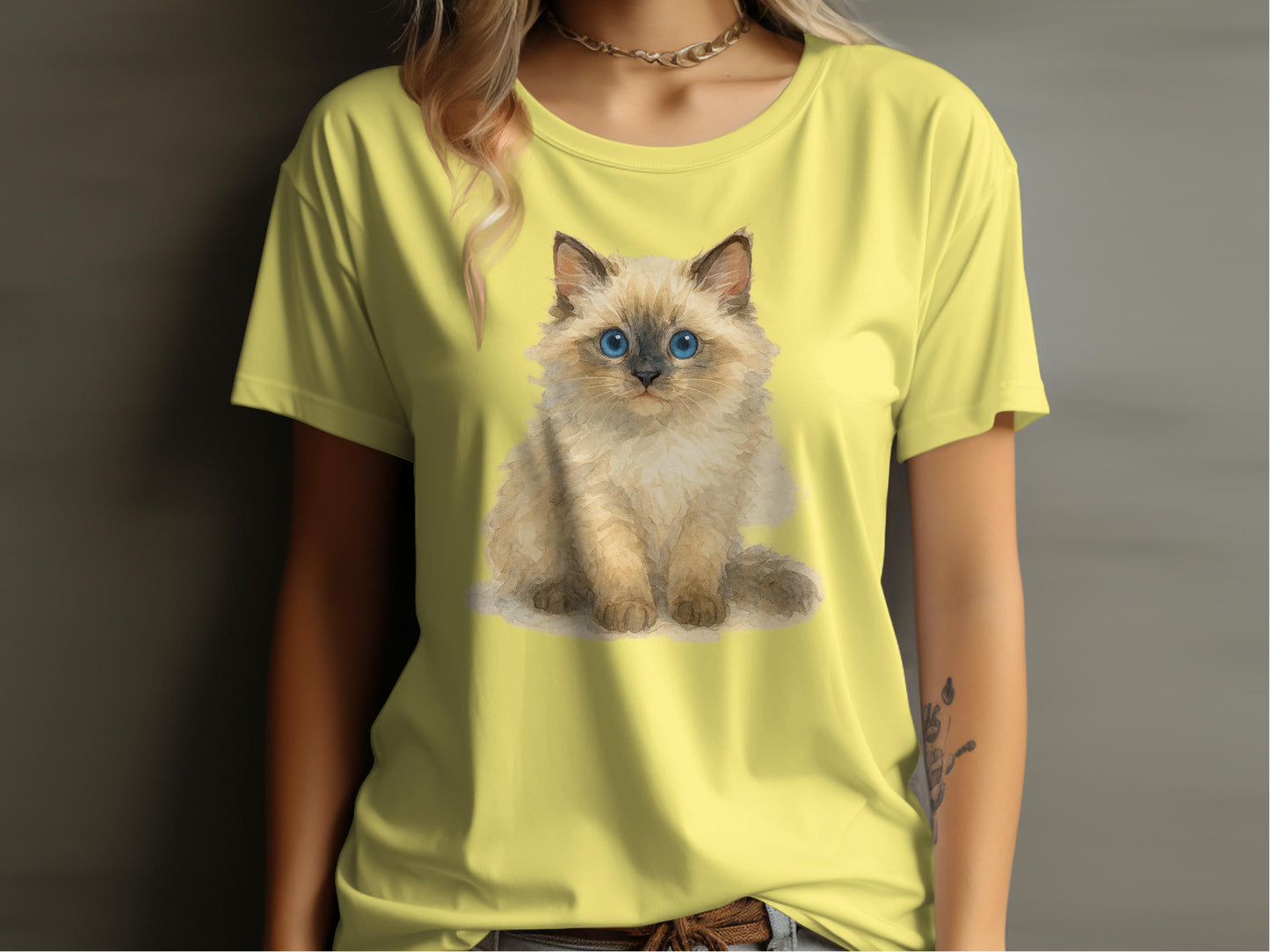 Cute Fluffy Kitty with Blue Eyes Graphic Tee product type