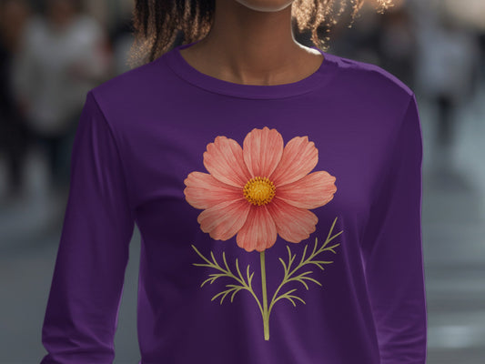Purple Long Sleeve Shirt with Pink Flower Print product