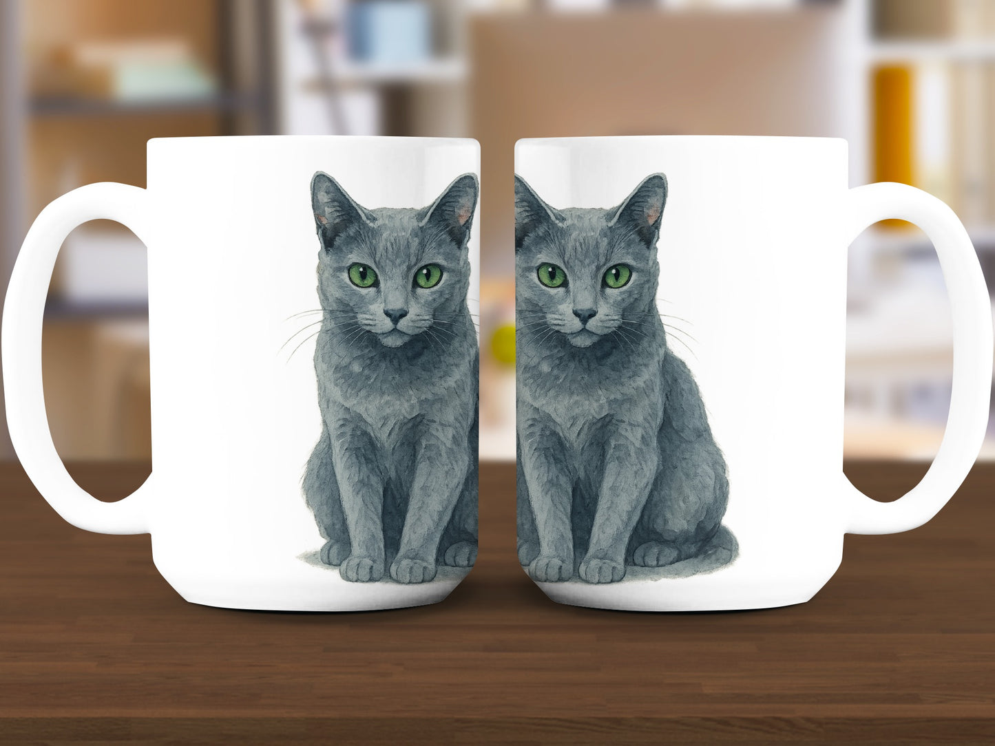 Realistic Gray Cat Print Coffee Mug product