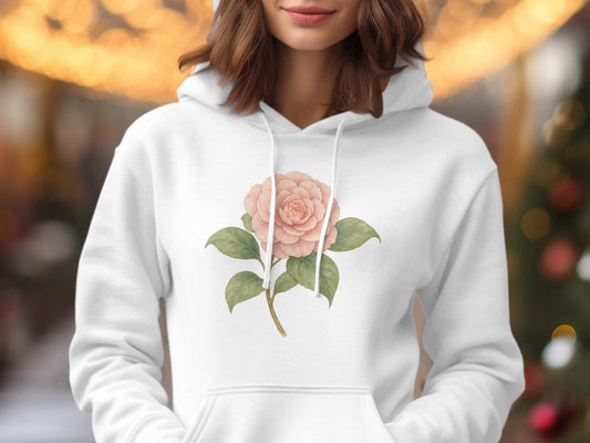 Rose Flower Design on White Hoodie product