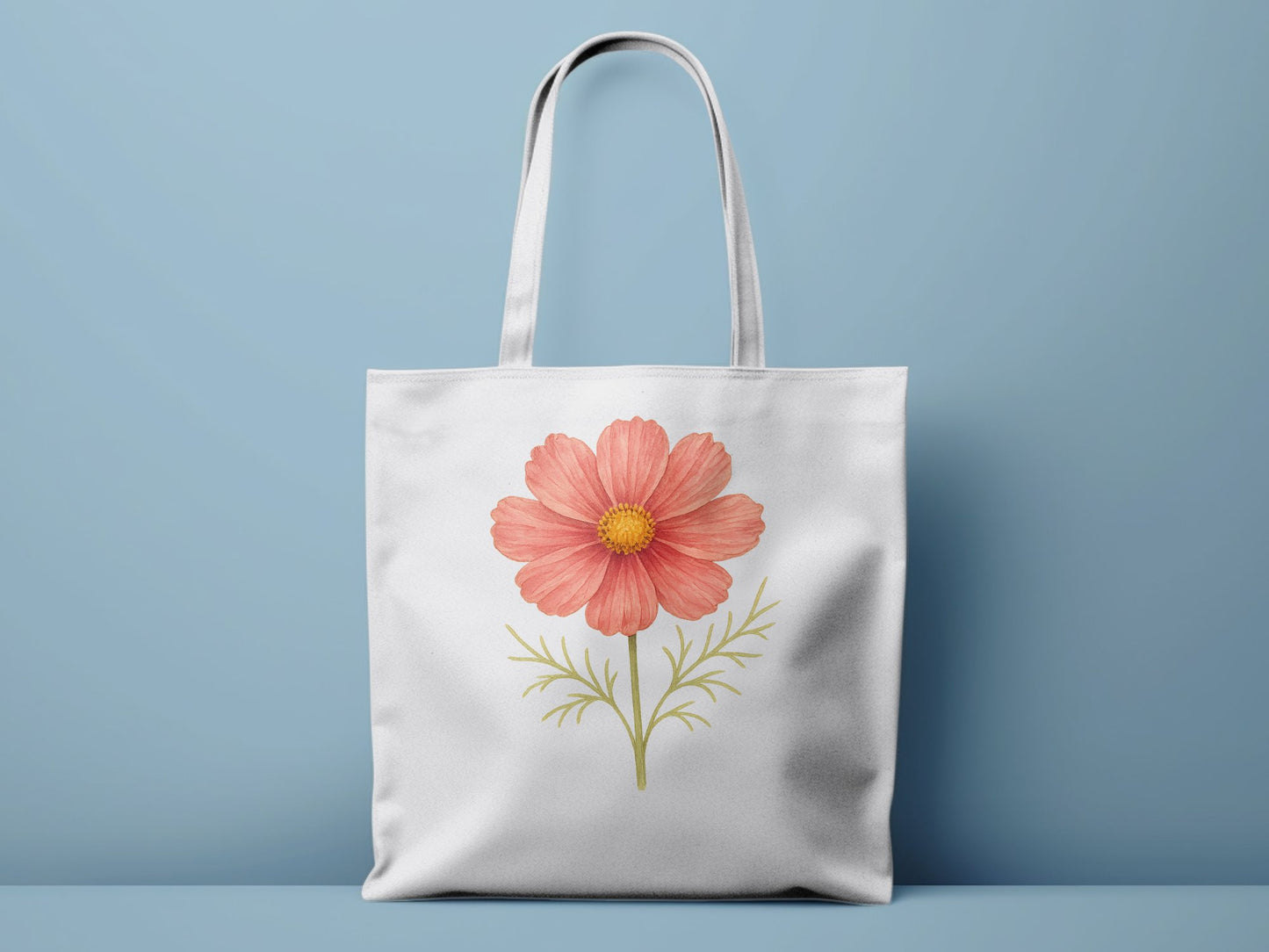 Pink Flower Design on White Tote Bag product type