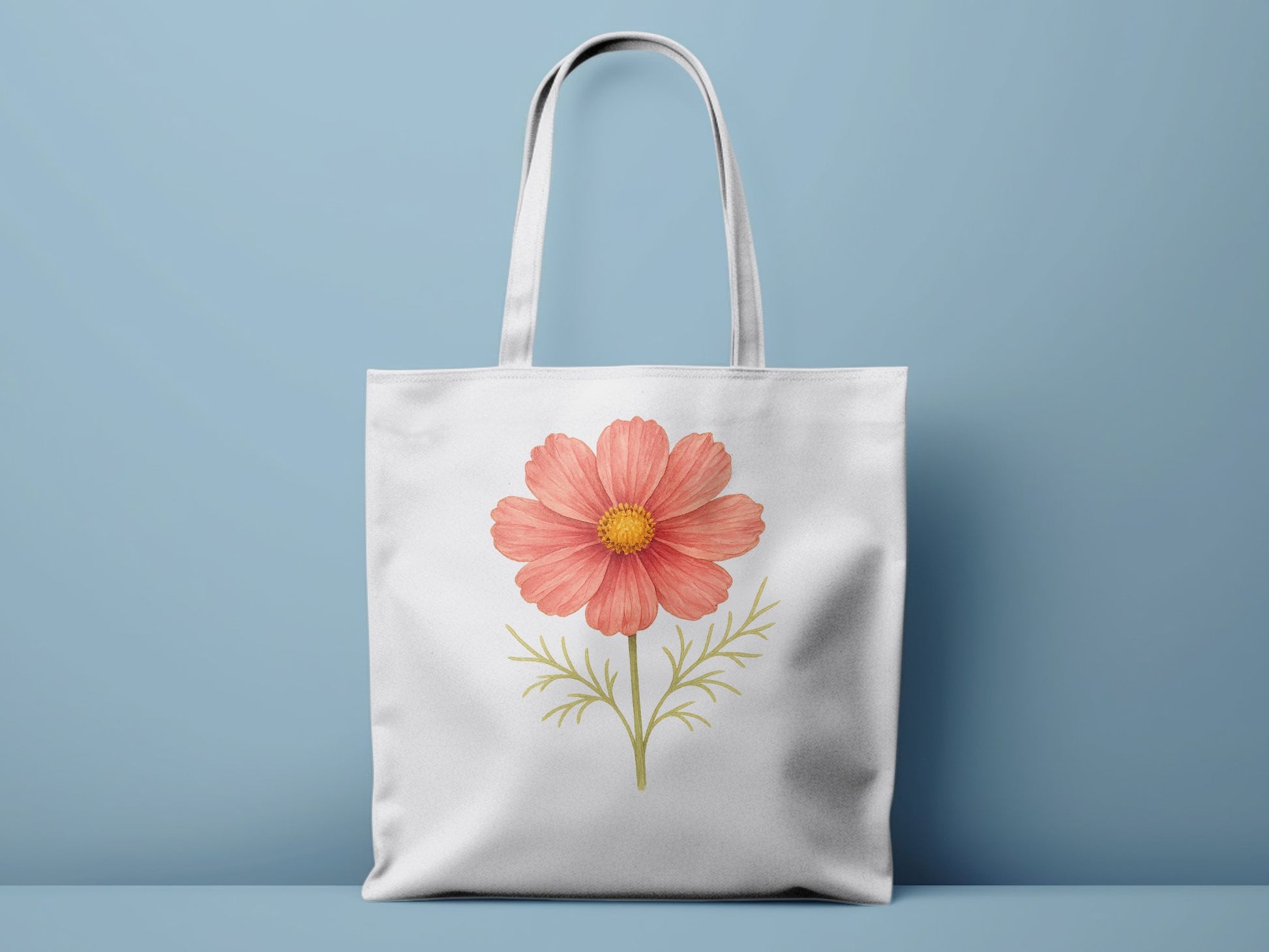 Pink Flower Design on White Tote Bag product type