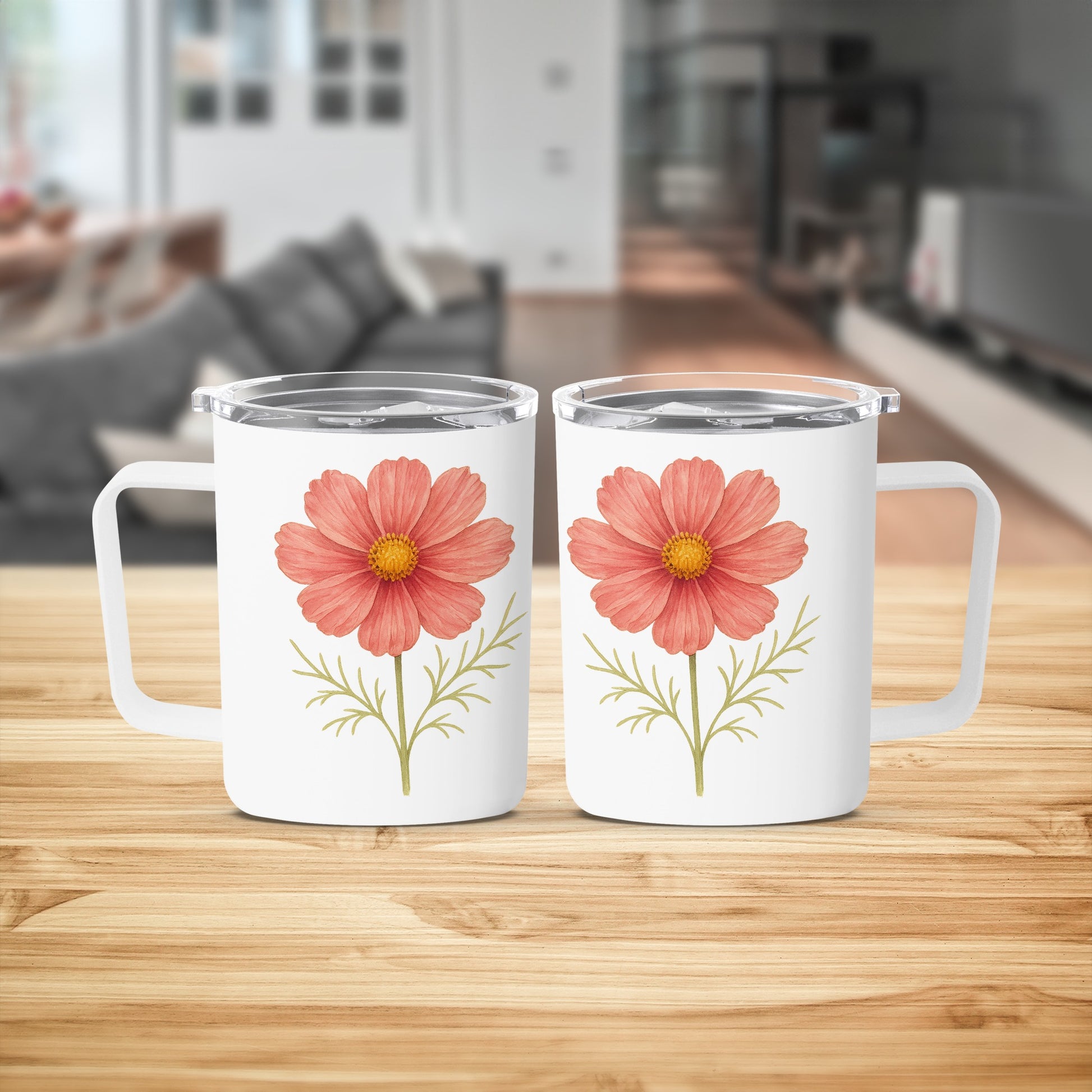 Floral Print Pink Flower Mug with Handle product type