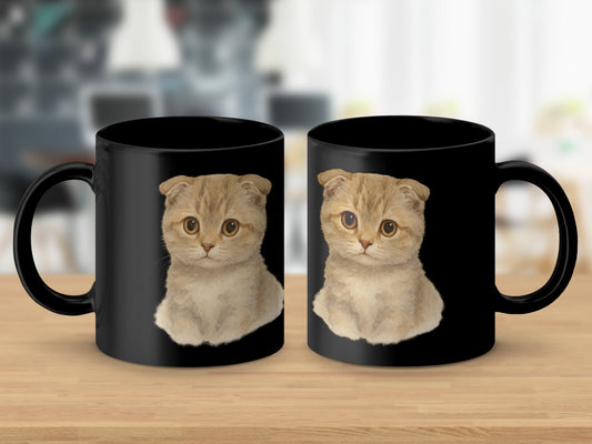 Cute Kitten Design Printed on Black Mug product